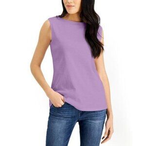 AM-2456 Karen Scott Petite Boat-Neck Tank Top Purple Size PP